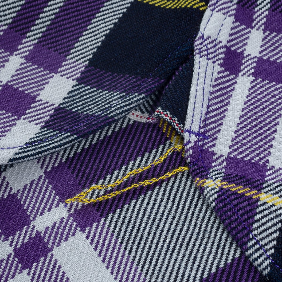 IHSH-382-PUR 9oz Selvedge American Check Work Shirt - Purple - 14
