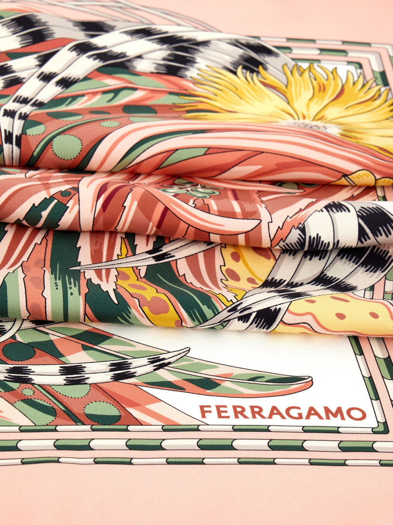 Rooster print silk scarf 4