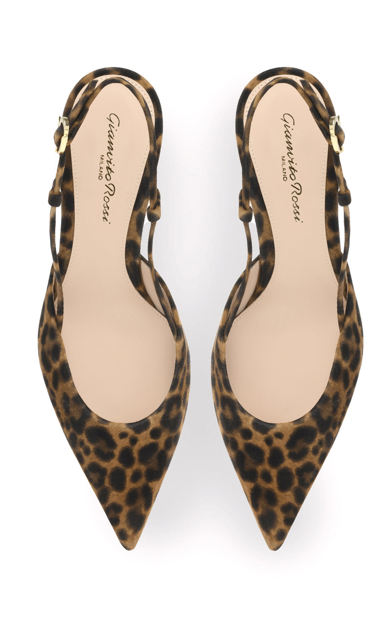 Gianvito Rossi Ascent Leather Slingback Pumps print outlook