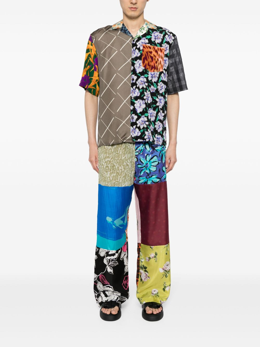 Regenerated colour-block silk trousers - 3