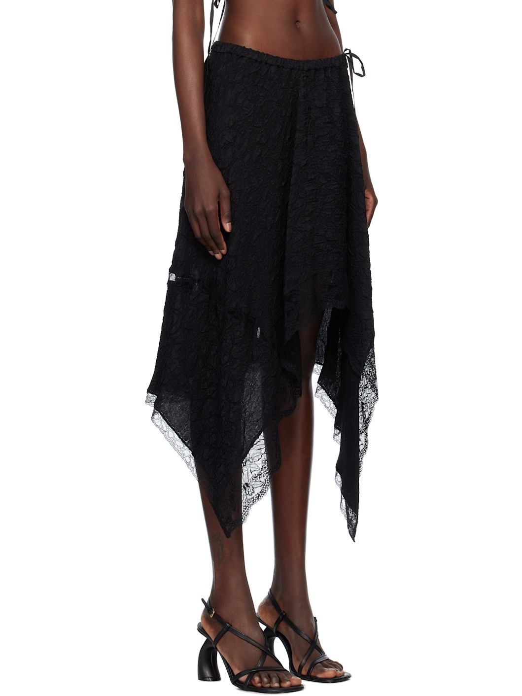 Black Cloqué Midi Skirt - 2