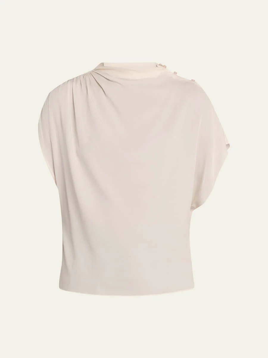 Wish You Would Draped Silk Georgette Blouse - 1
