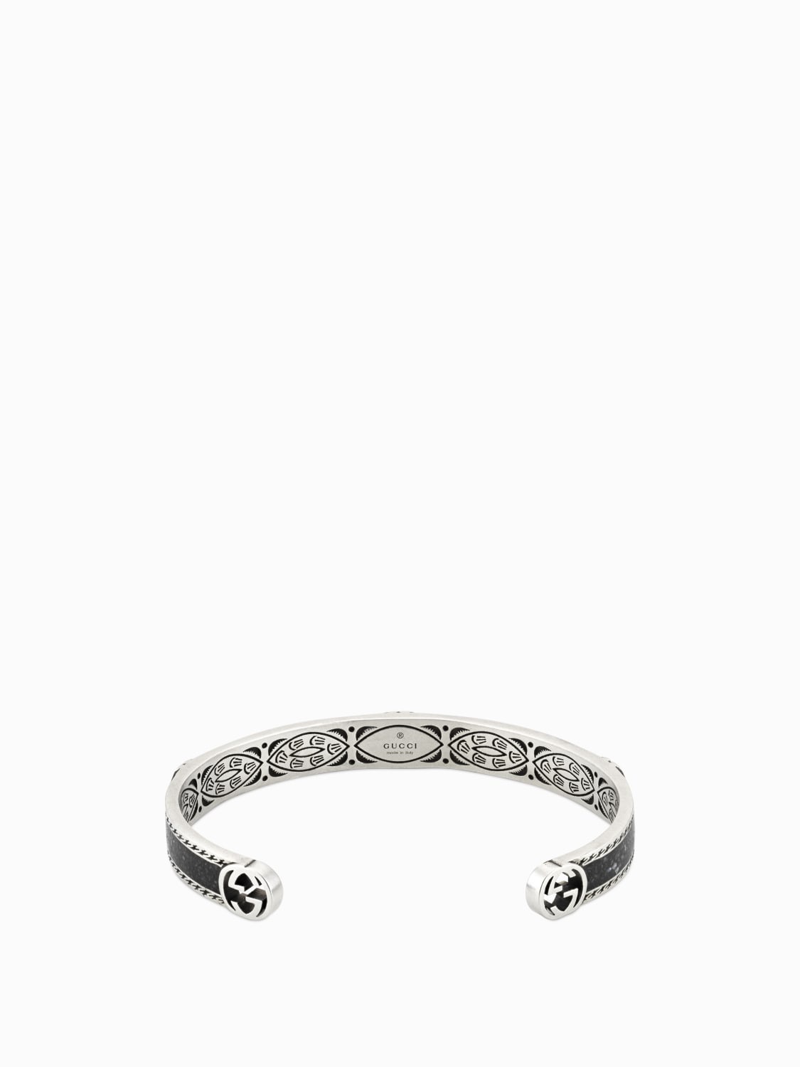 Interlocking G Cuff Gucci bracelet in enamelled silver with GG monogram and decorated crest - 2