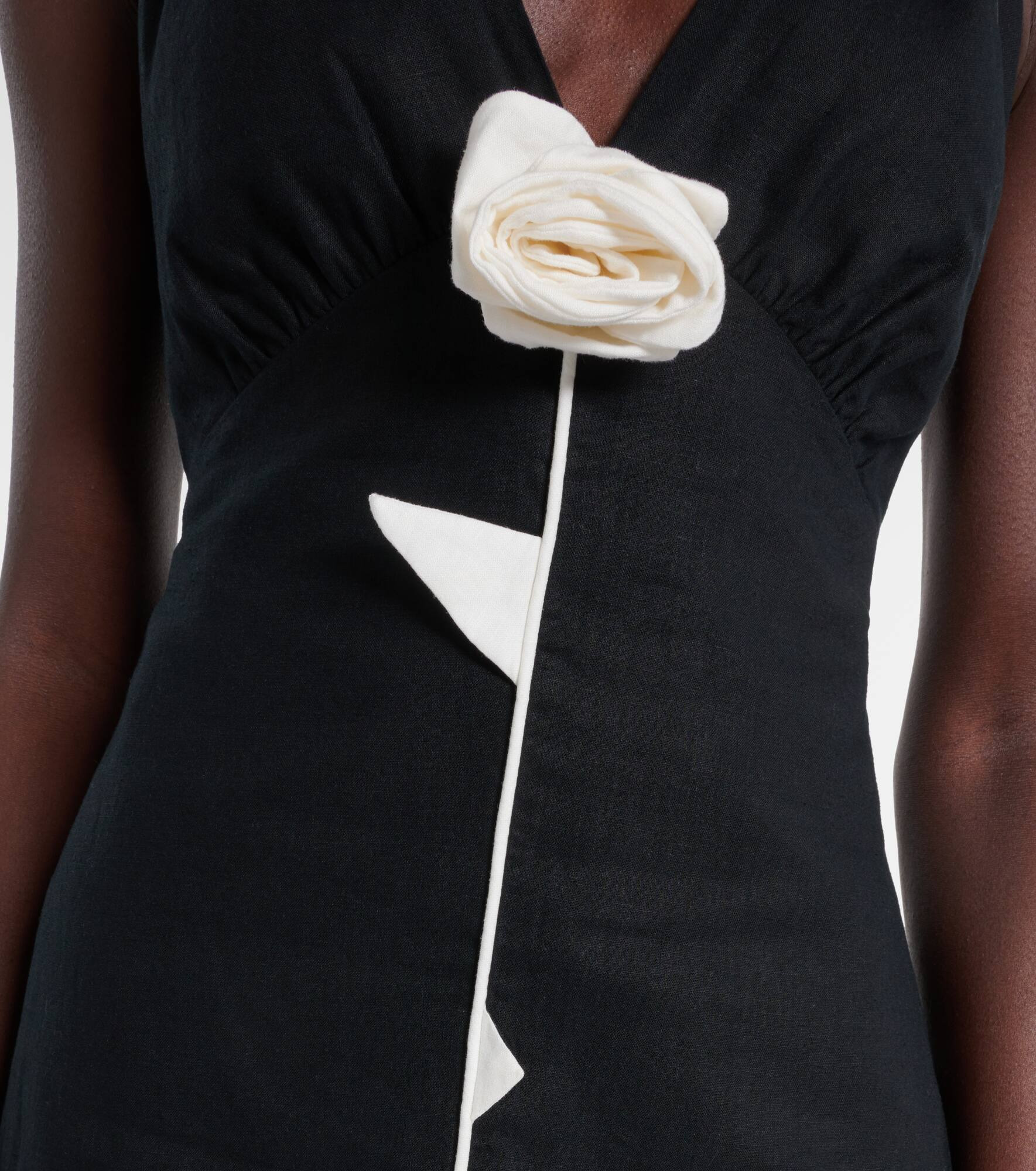 Floral-appliqué linen-blend minidress - 5