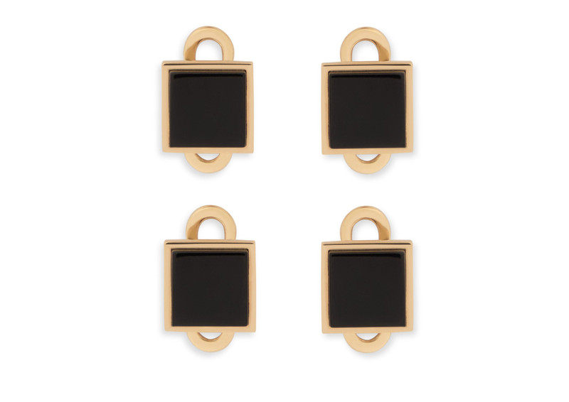 GOLD AND ONYX SQUARE STUDS 1