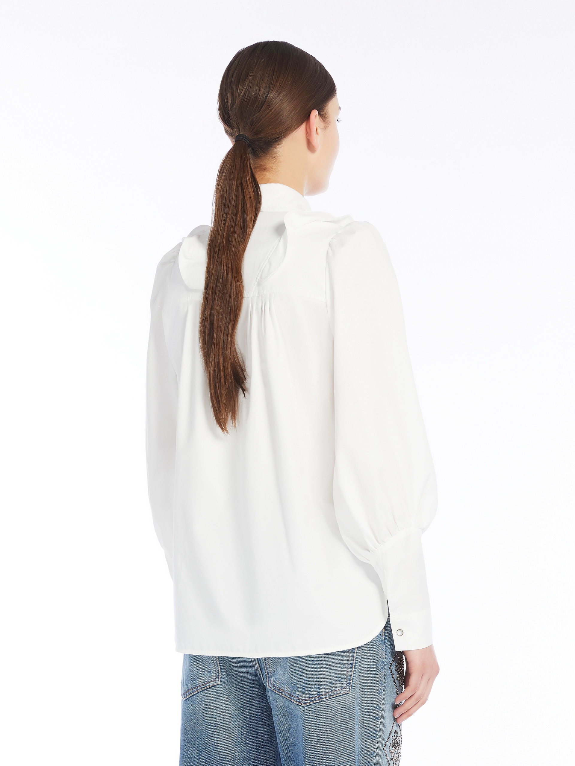PANCIA Ruched cotton twill shirt - 4