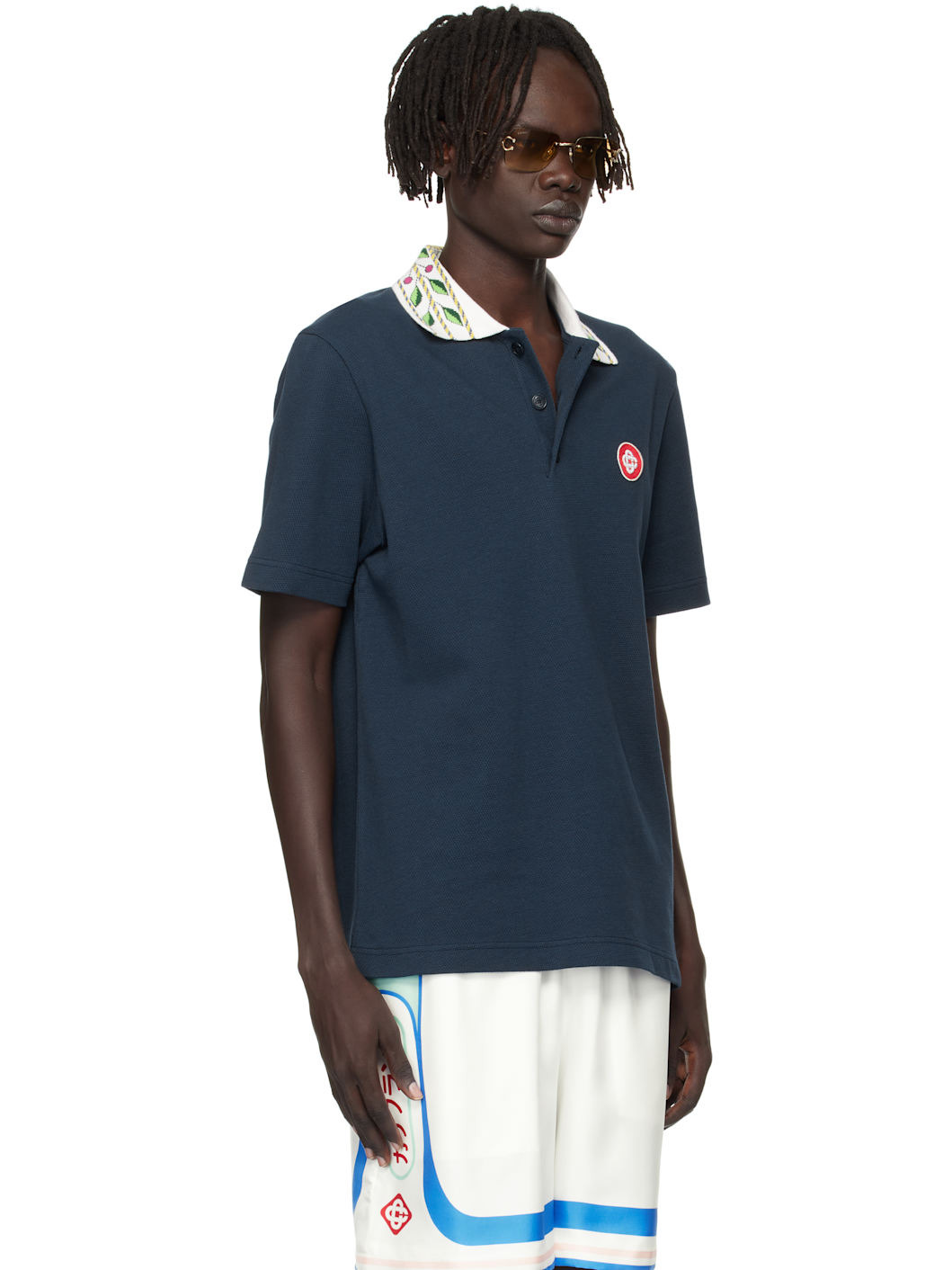 Navy Classic Laurel Pique Polo - 2