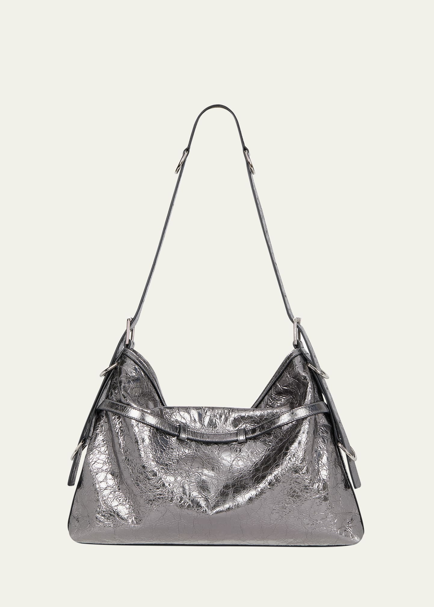 Voyou Medium Metallic Leather Shoulder Bag - 3