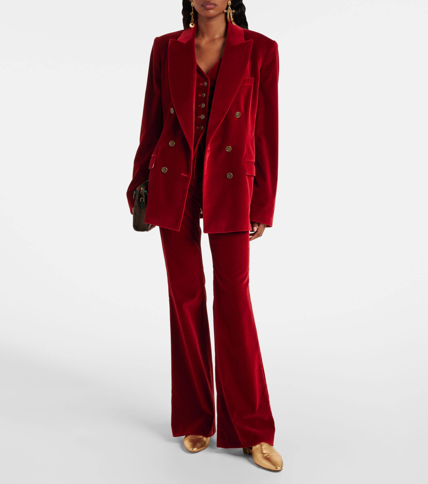 Double-breasted cotton velvet blazer - 2