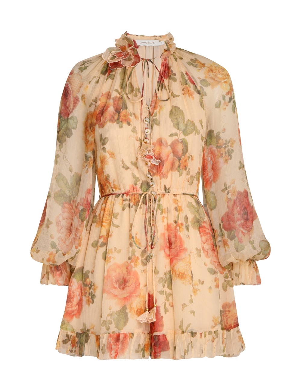 ZIMMERMANN Raie floral-print playsuit - Yellow