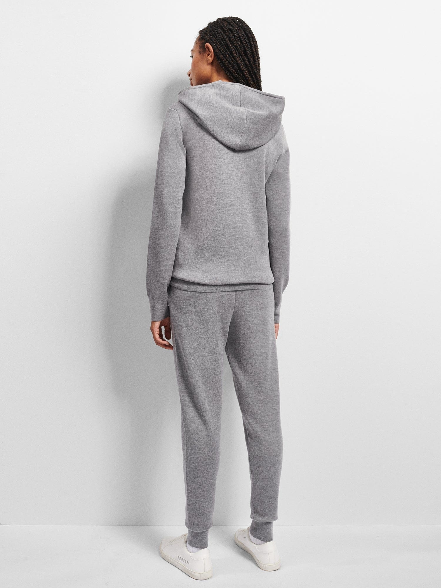 Womens Regenerative Merino Wool Track Pants - Grey Marl - 3