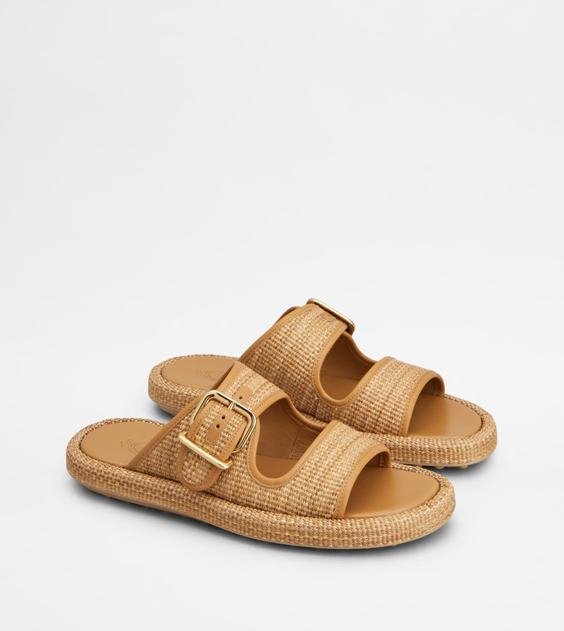 SANDALS IN RAFFIA AND LEATHER - BEIGE 2
