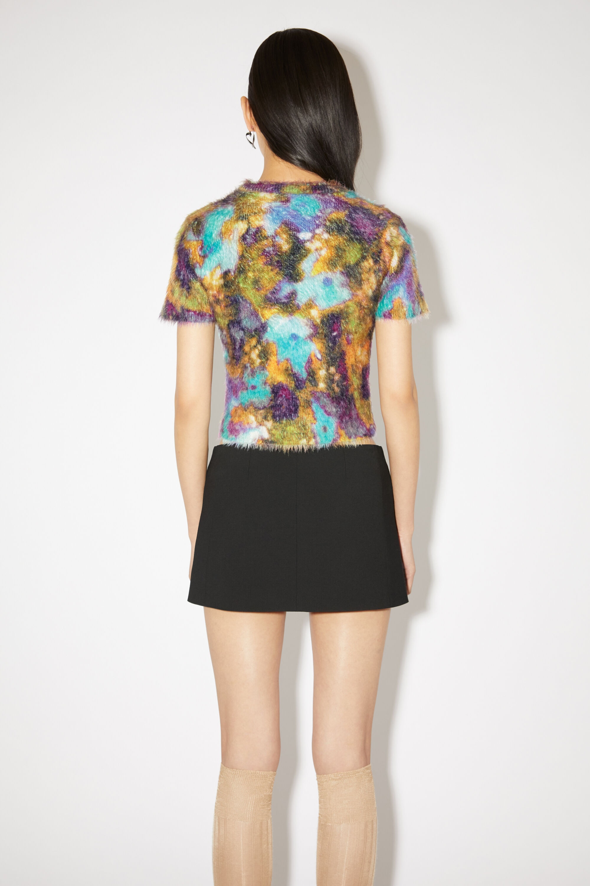 Floral knit t-shirt - Turquoise/purple - 3