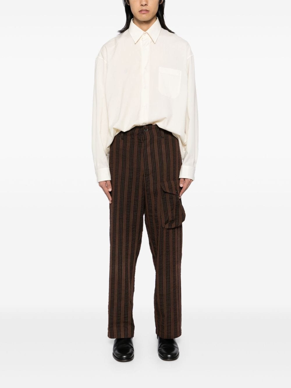 vertical-stripe drop-crotch trousers - 2