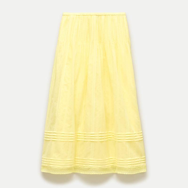 Midi skirt in embroidered dobby 1