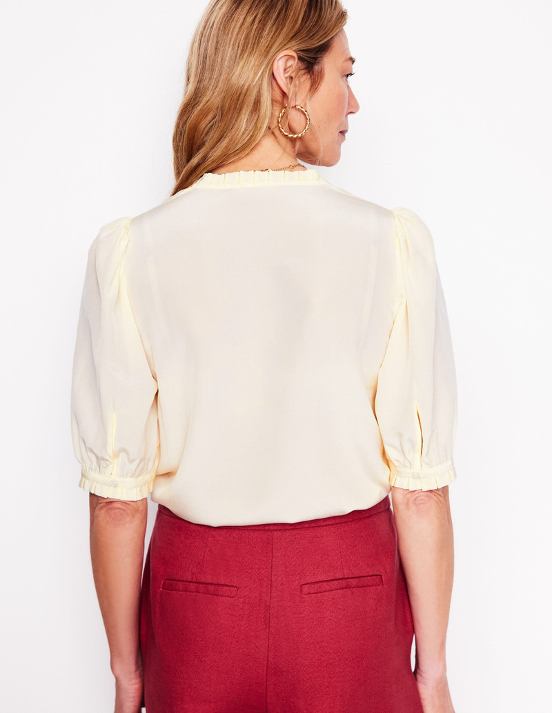 Frill Detail Silk Top-Ivory 5