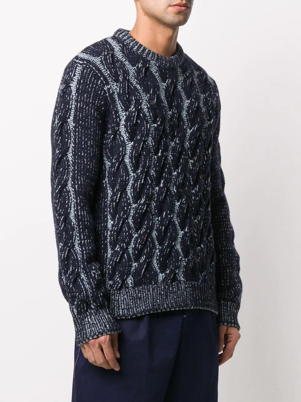 mottled cable knit jumper - 3