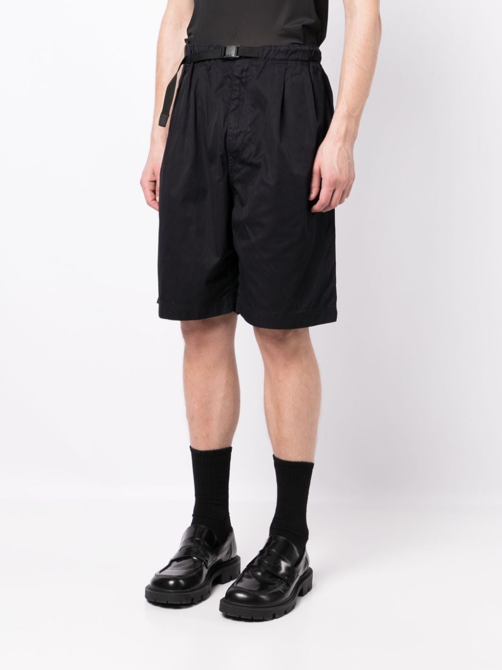 pleat-detail cotton shorts - 3