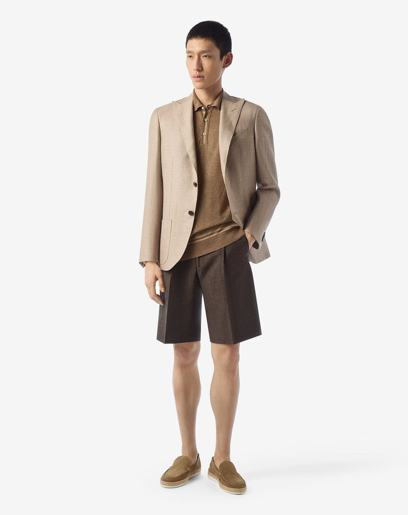 CORNELIANI Grey wool and linen Bermuda shorts outlook