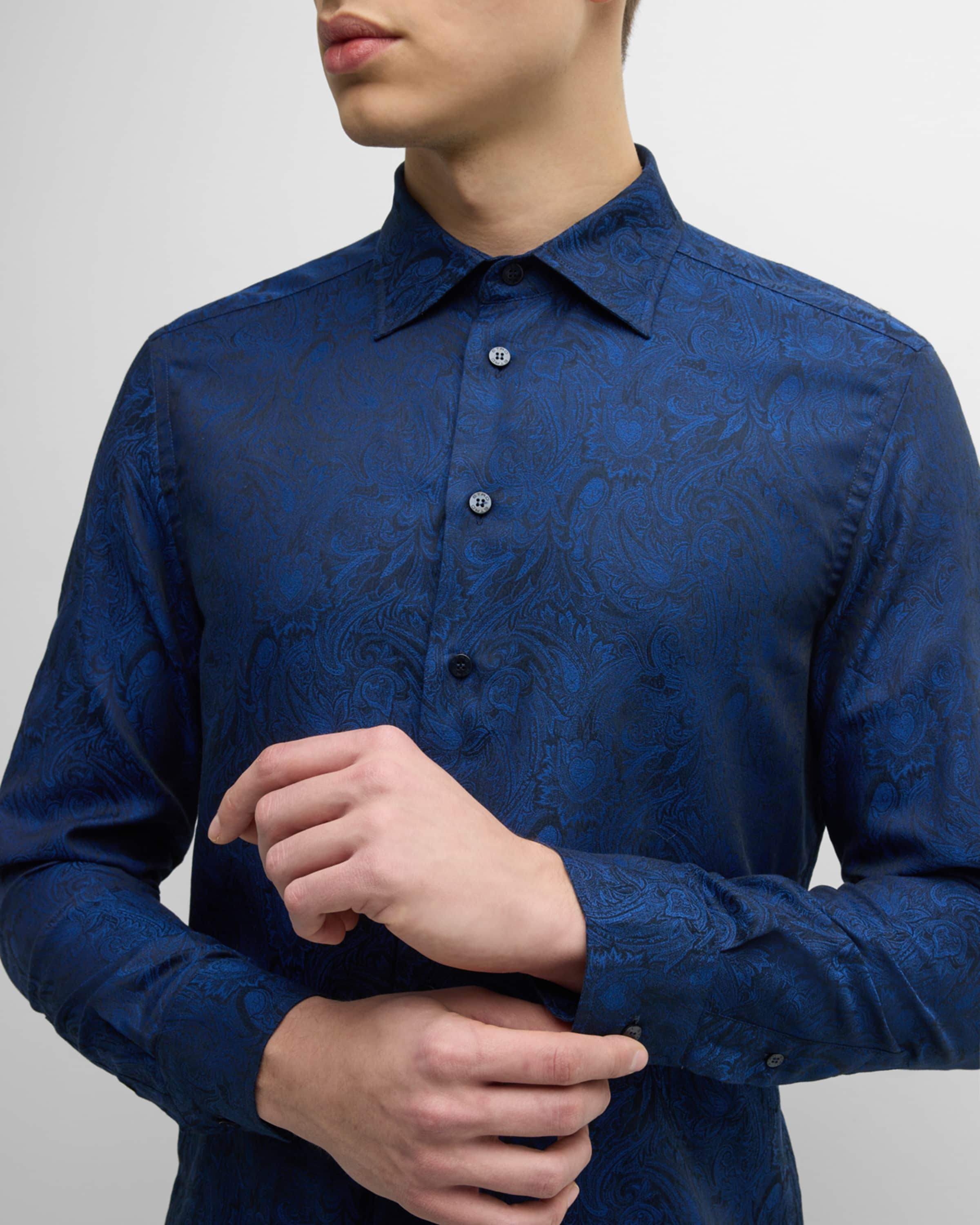 Men's Tonal Jacquard Evening Shirt - 4