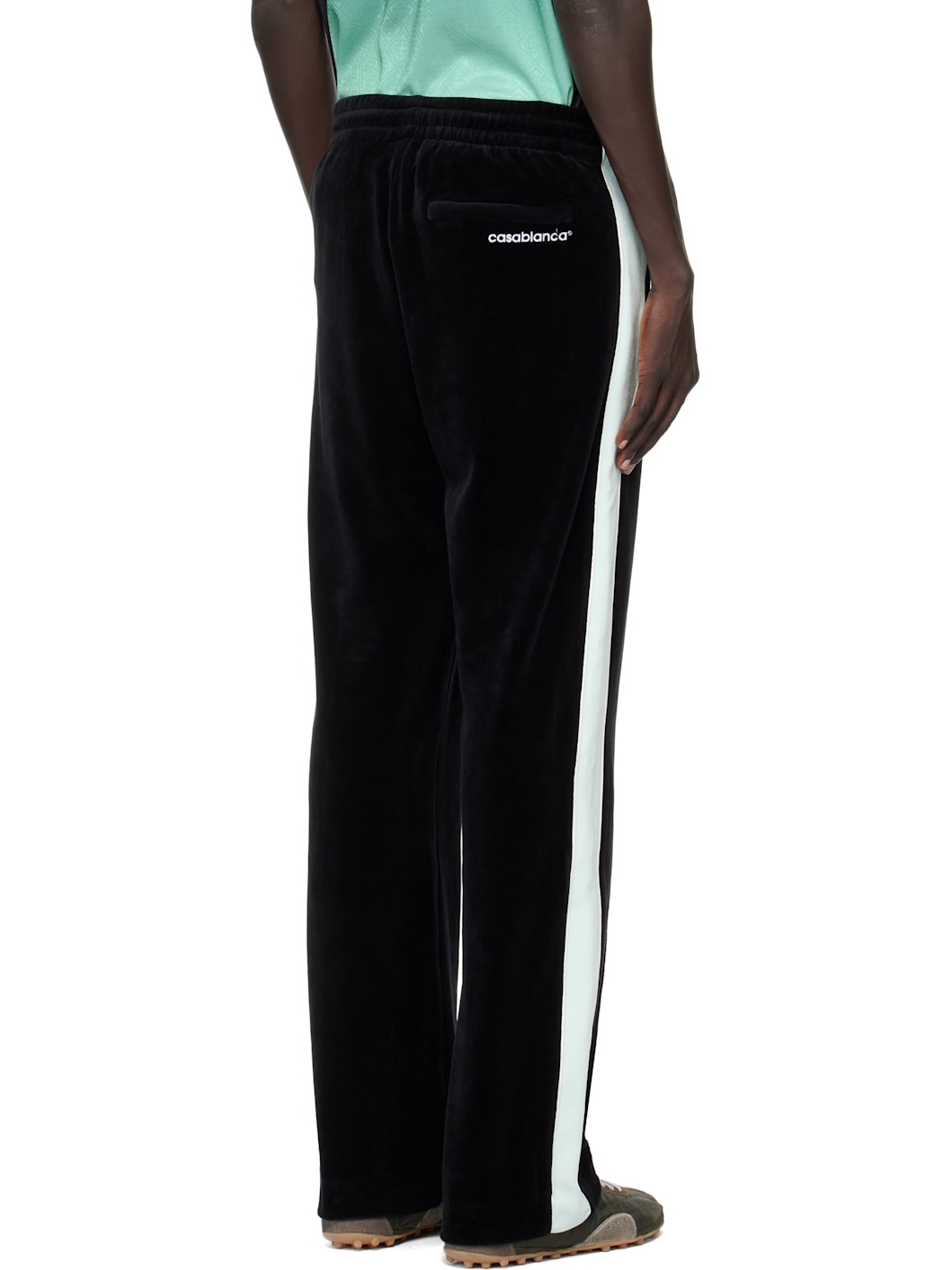 Black Velour Track Pants - 3