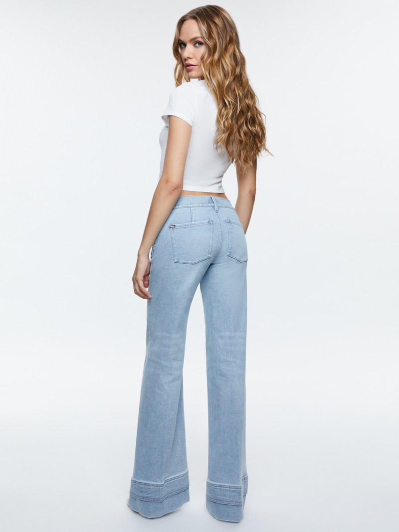 Alice + Olivia BRIAN PATCH POCKET WIDE LEG DOUBLE HEM JEAN outlook