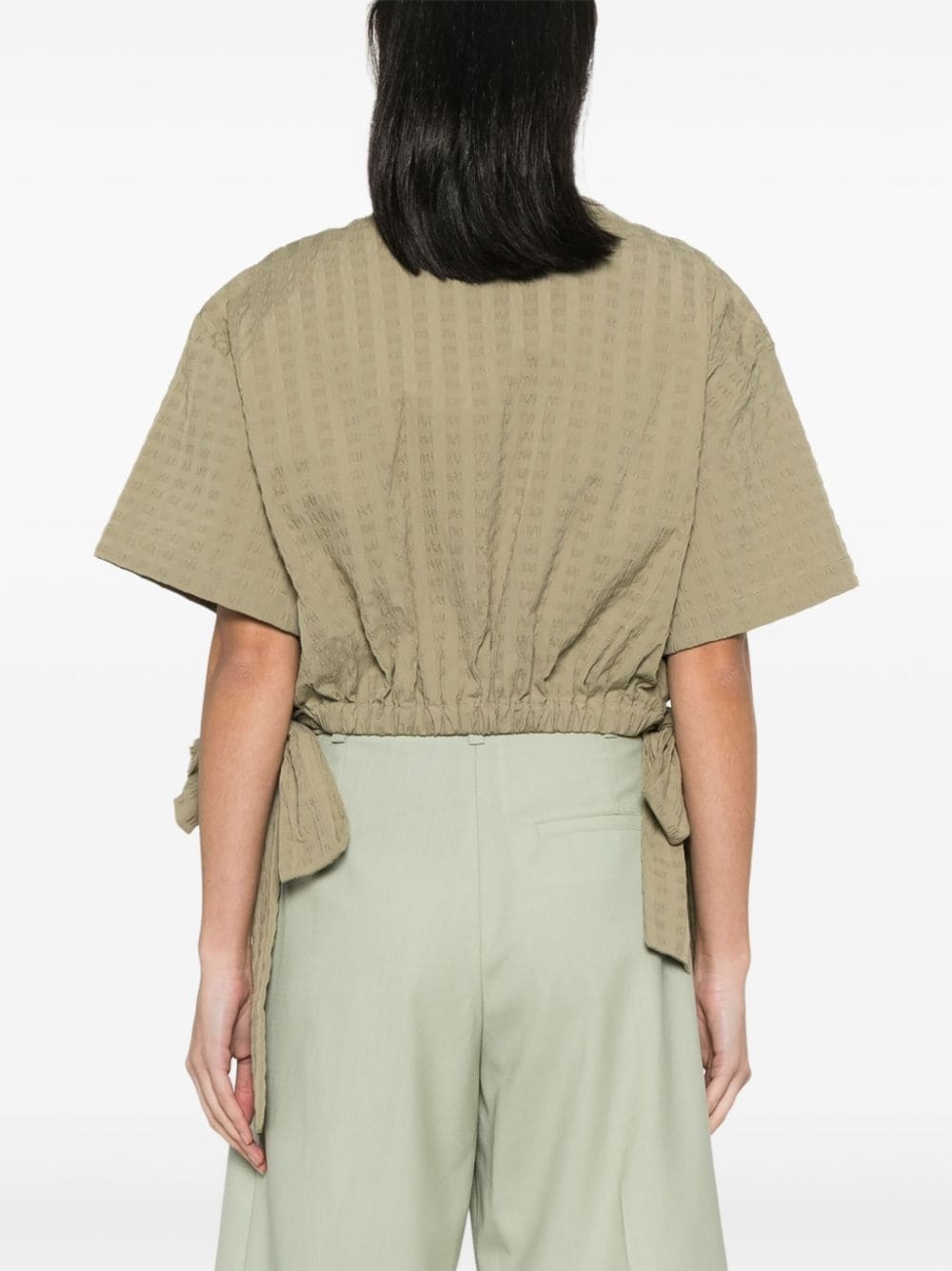 seersucker cropped shirt - 4