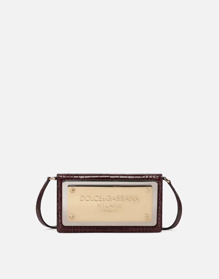 Crocodile-print calfskin cell phone bag - 1