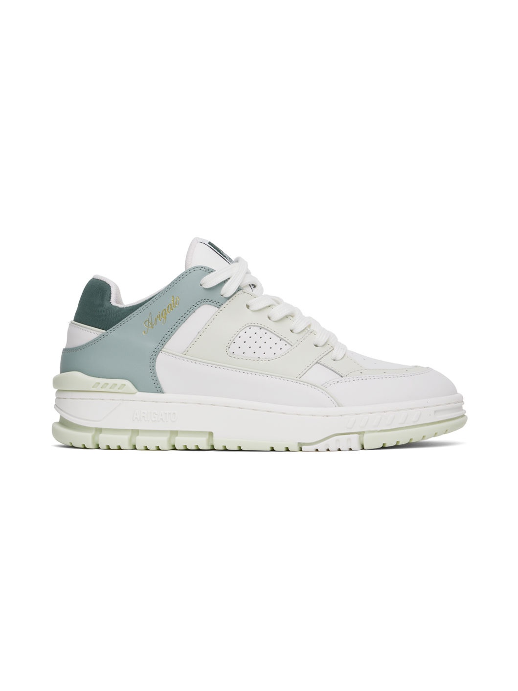 White & Green Area Lo Sneakers - 1