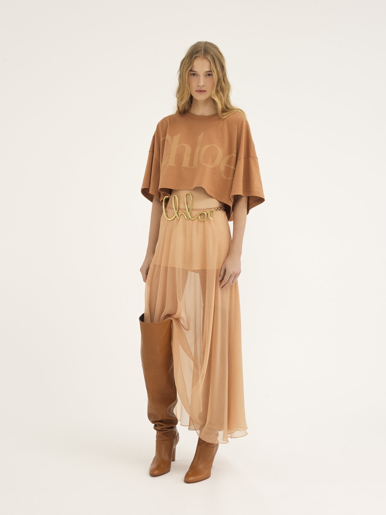 FLUID LONG SKIRT IN SILK MOUSSELINE - 3