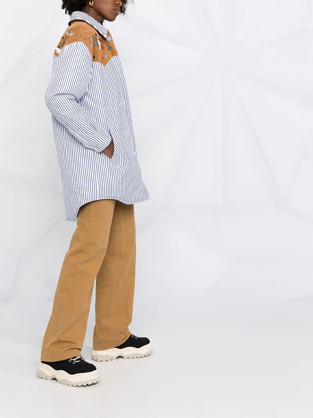 vertical-stripe padded shirt jacket - 6