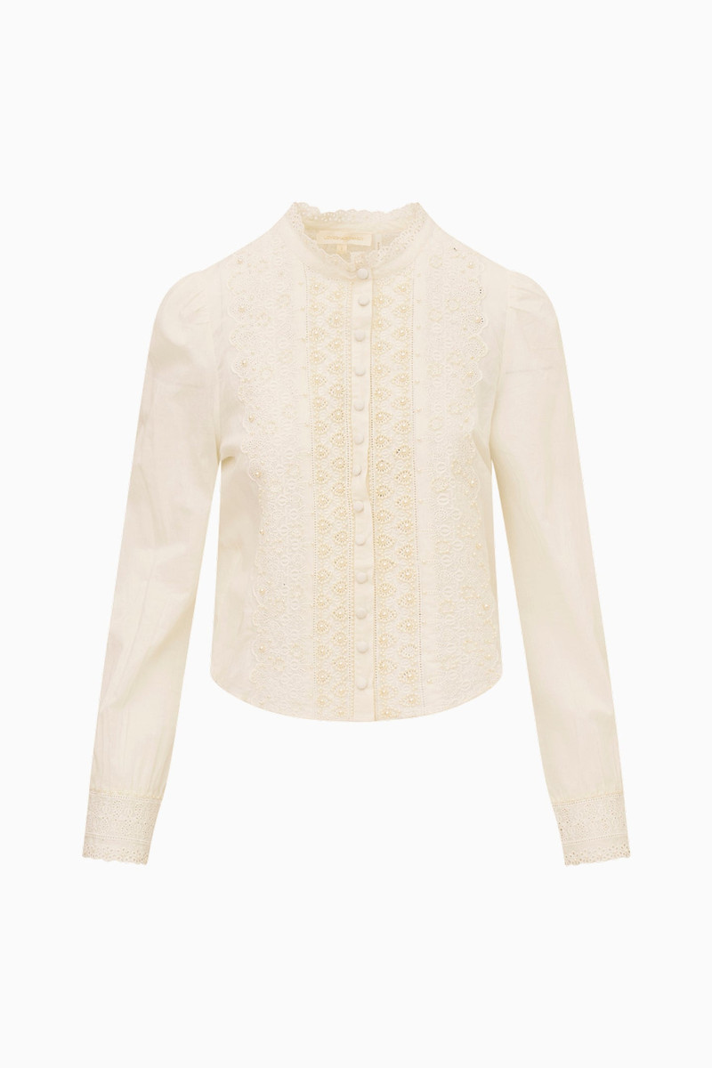 Larine Pearl-Embellished Cotton Blouse 1