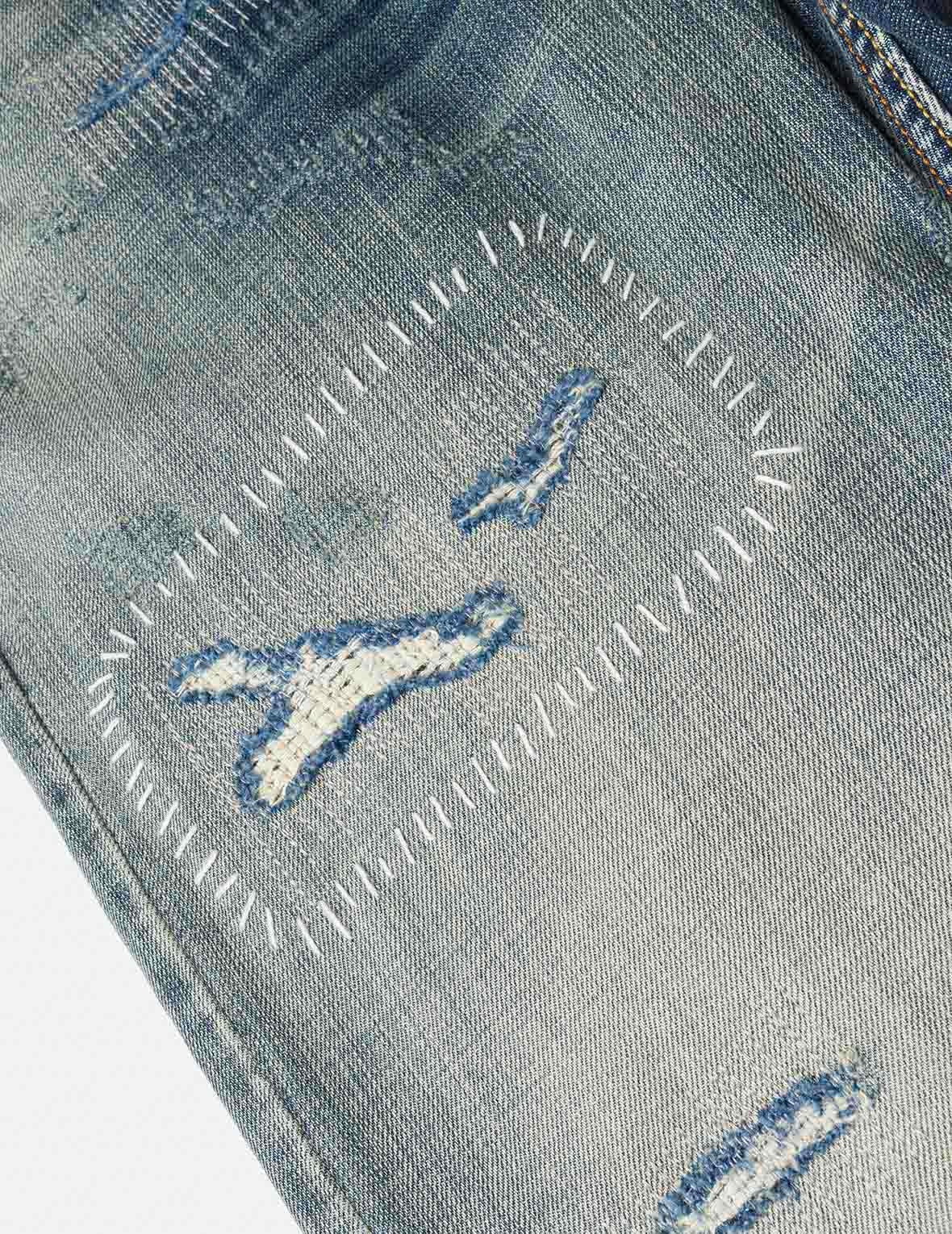 7-Pocket Design with Seagull Embroidery Washed Regular Fit Jeans #2000 - 9