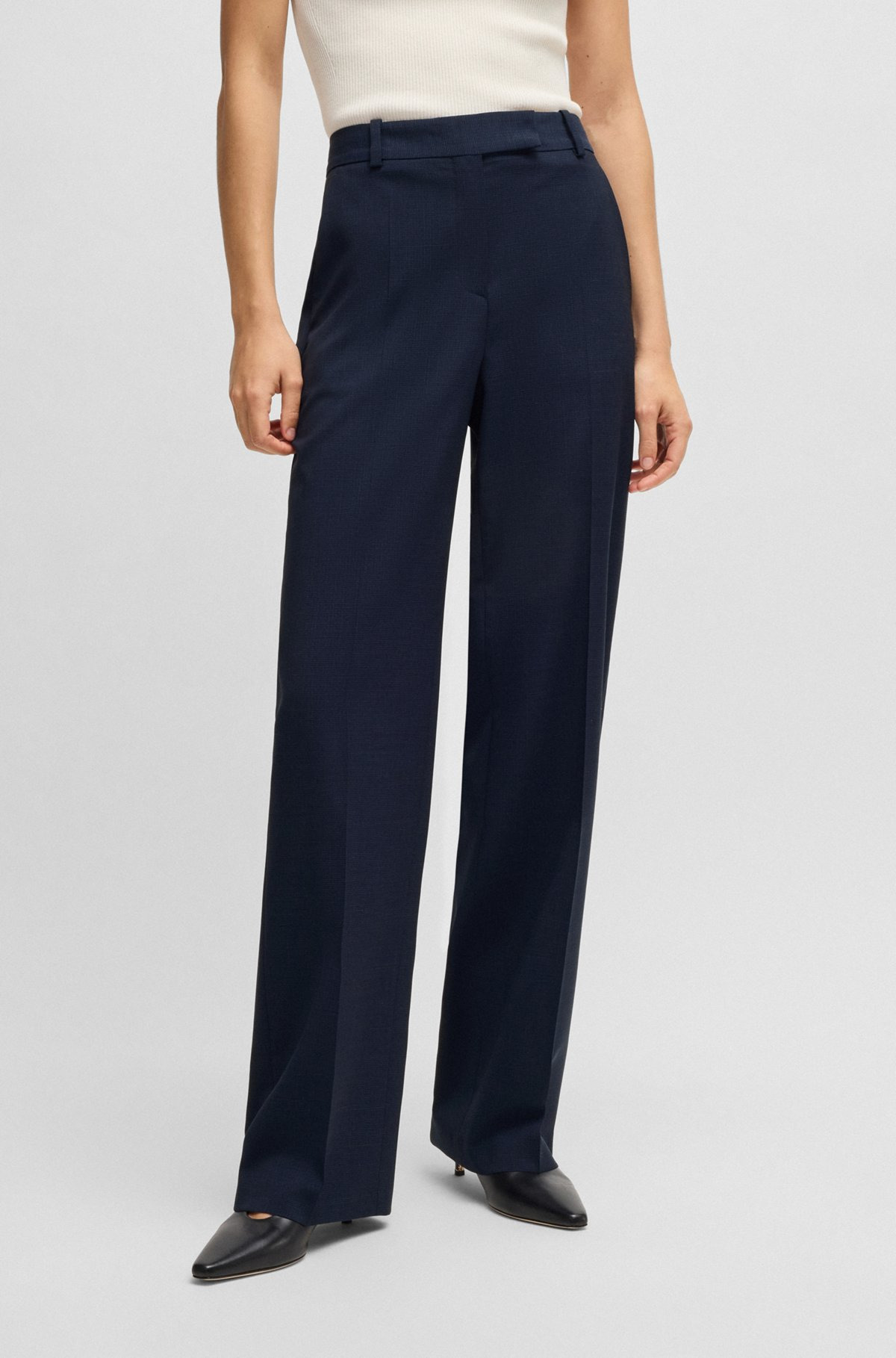 REGULAR-FIT TROUSERS IN MICRO-CHECK VIRGIN WOOL - 2