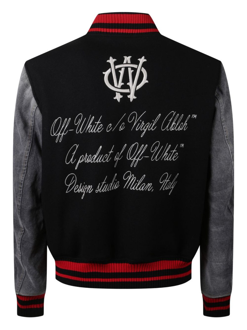 Off-White embroidered varsity jacket outlook