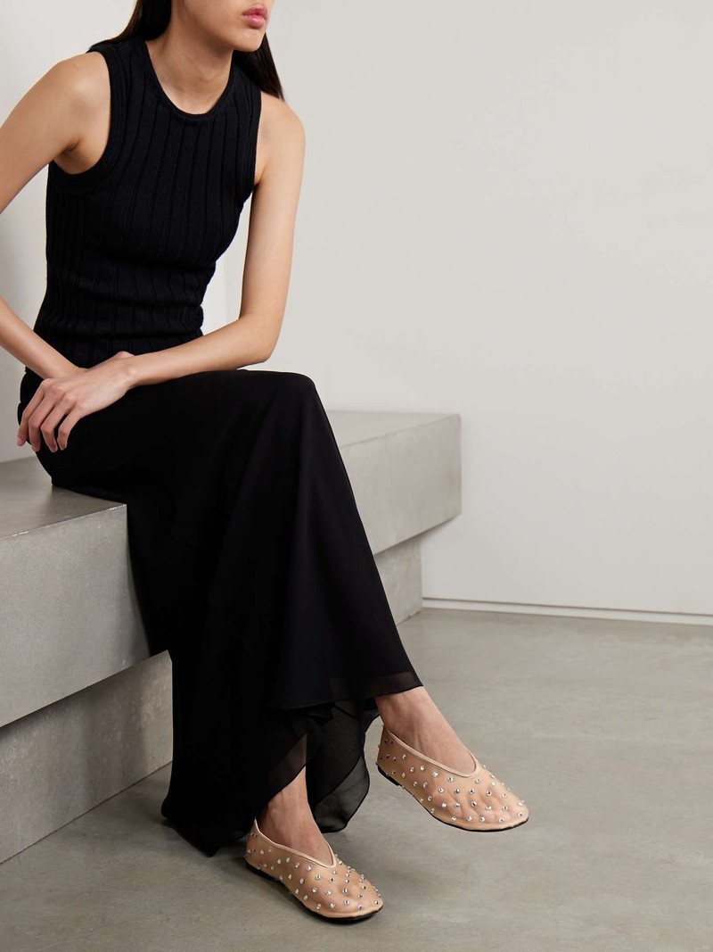 KHAITE Marcy crystal-embellished mesh ballet flats outlook