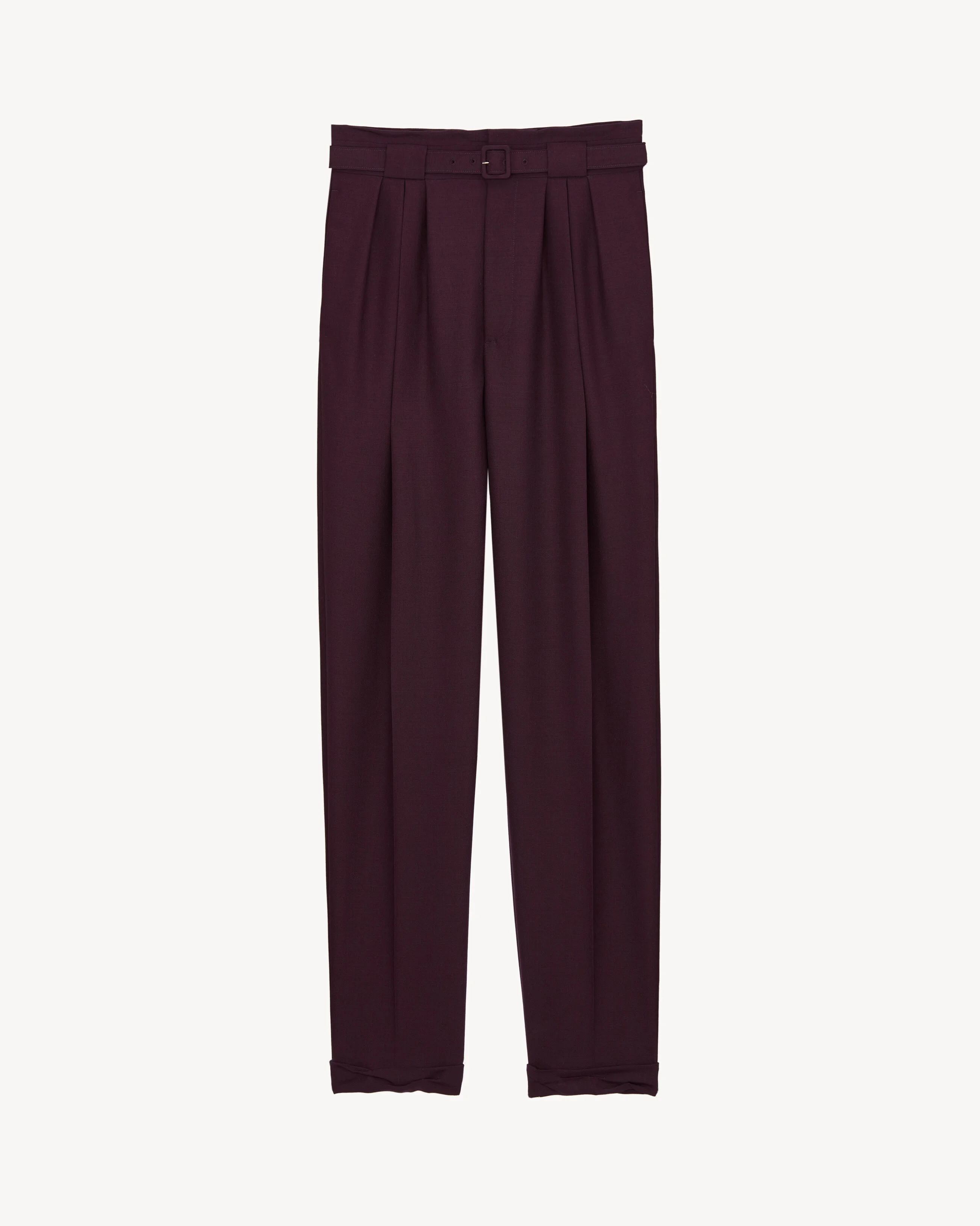 BELTED PANTS IN WOOL AND MOHAIR - 1