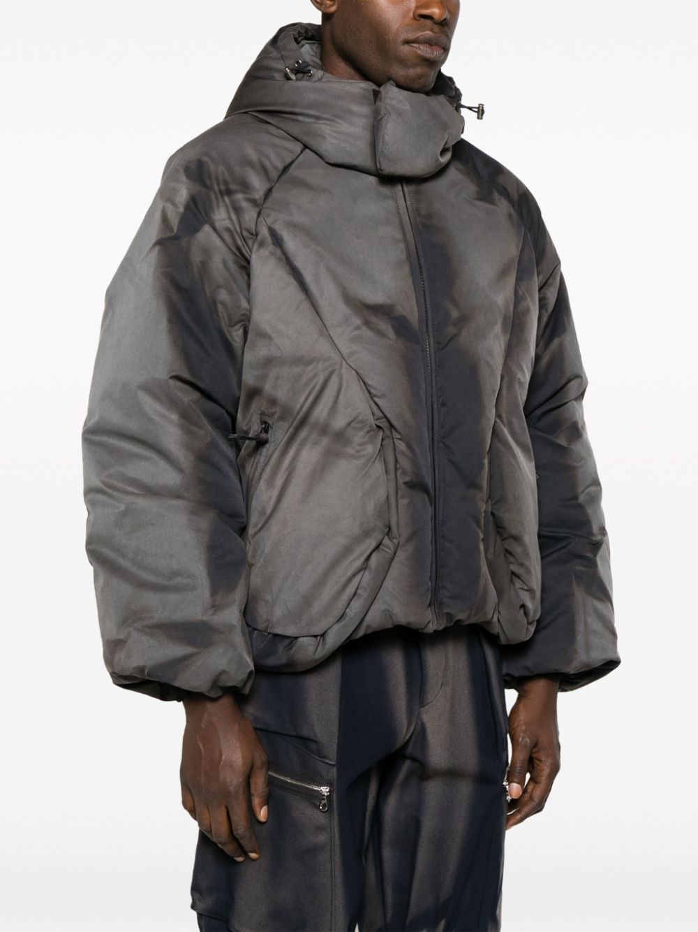bleached-effect padded jacket - 3