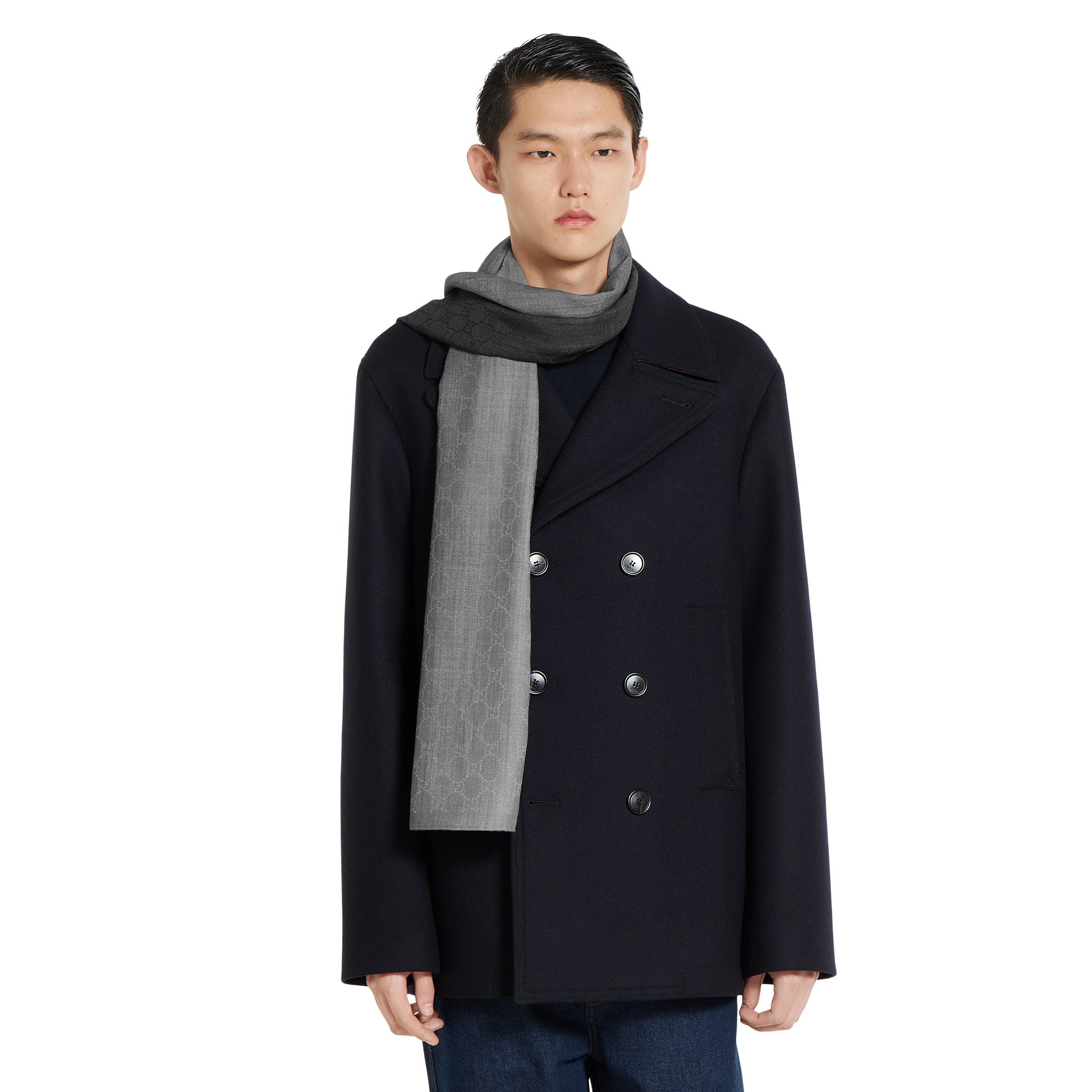 GG wool and silk jacquard stole - 3