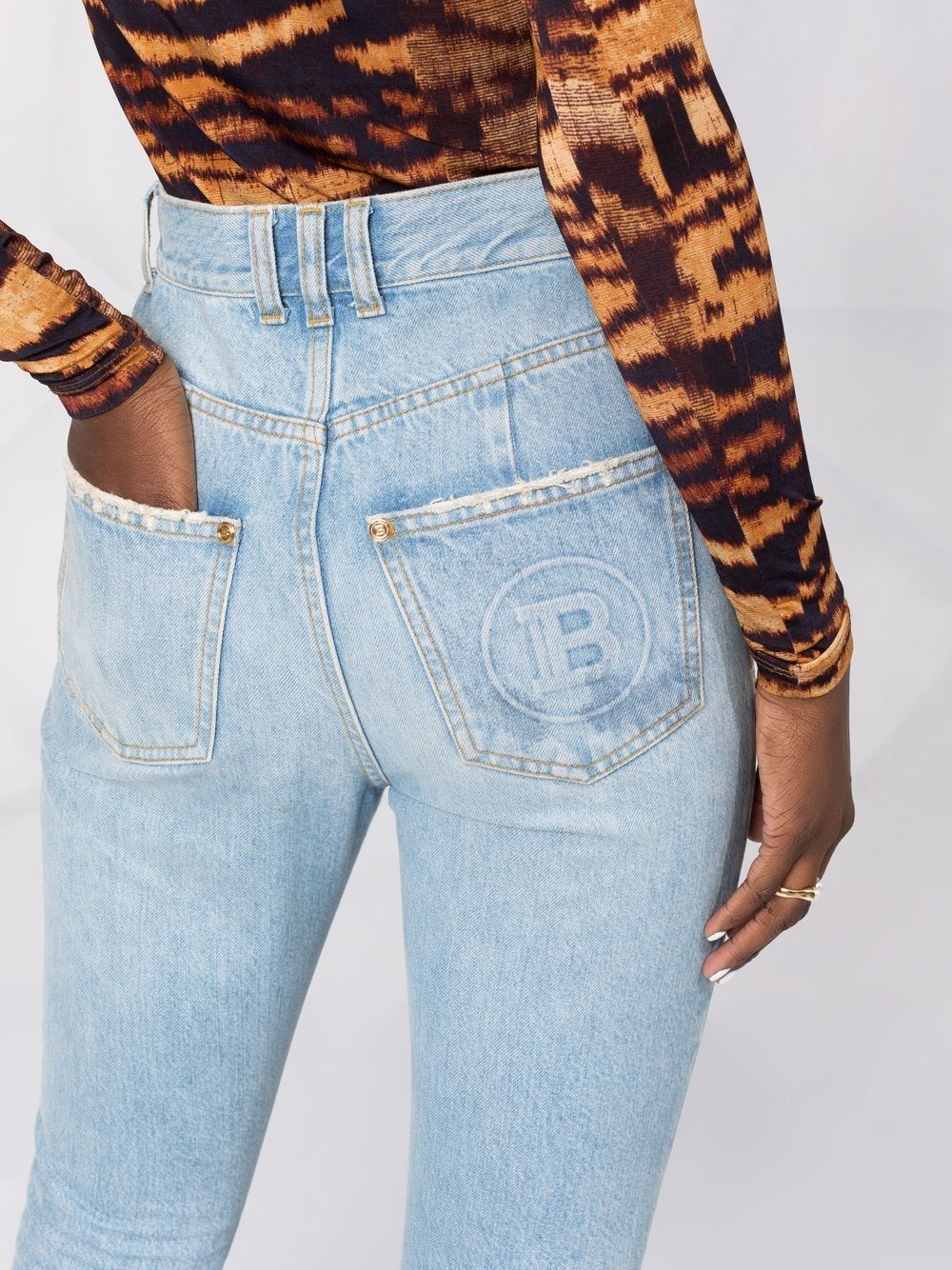 Balmain Monogram Low-Rise Bootcut Jeans