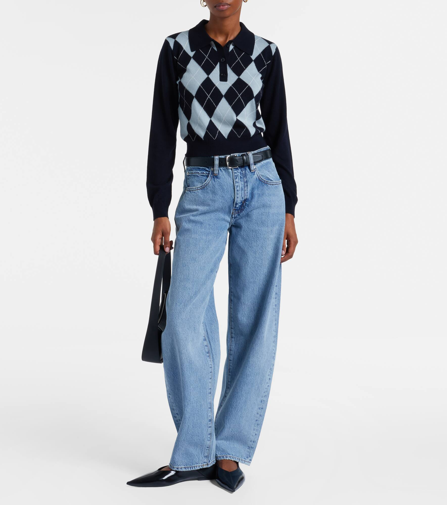 Low Slung mid-rise barrel-leg jeans - 2