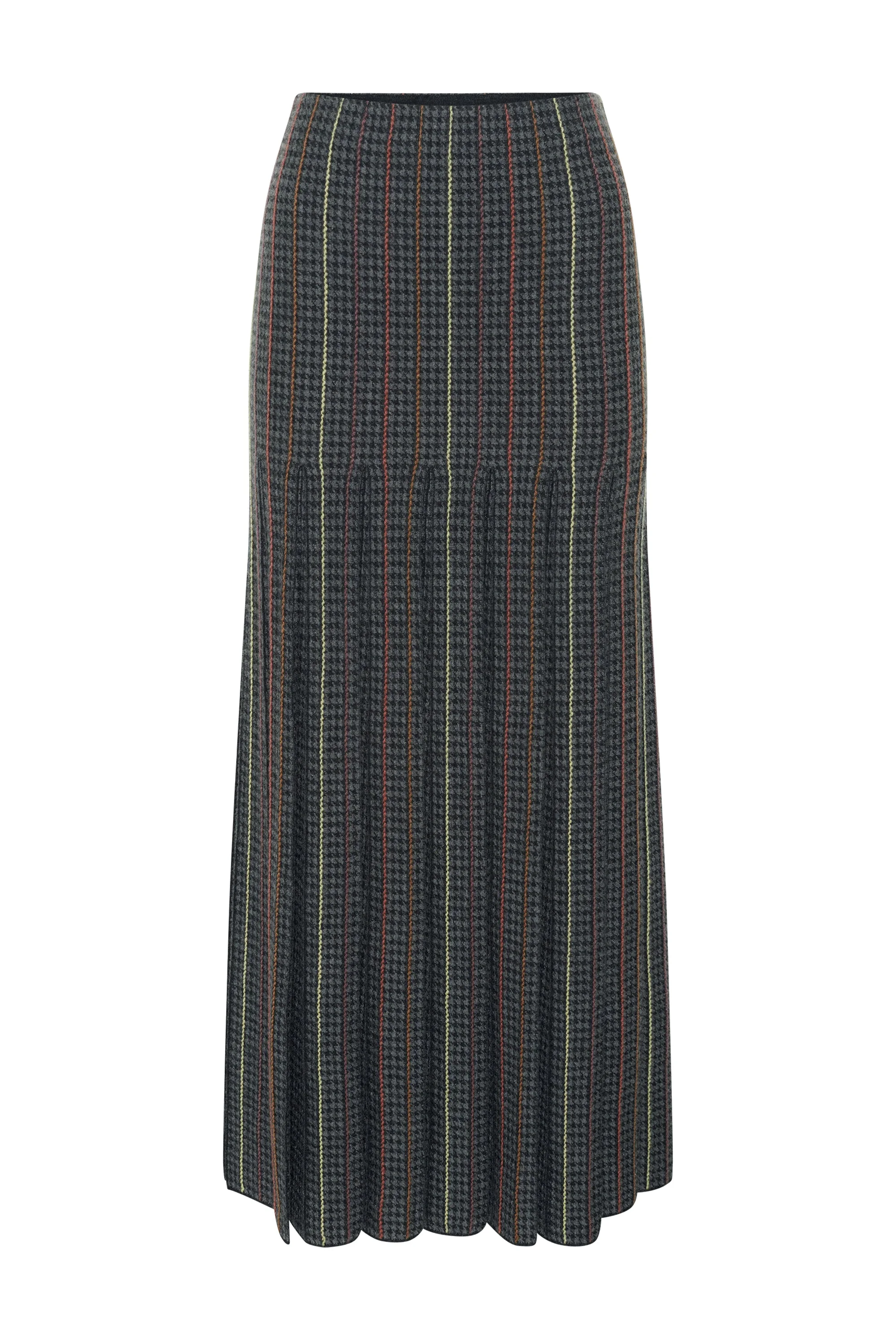 Prism Knit Skirt in Charcoal Multi Cashmere Silk Houndstooth - 1