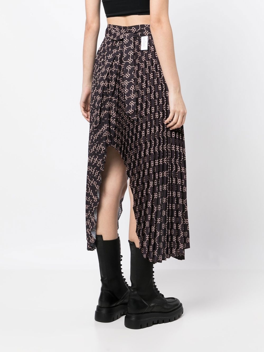 monogram-print asymmetric skirt - 4