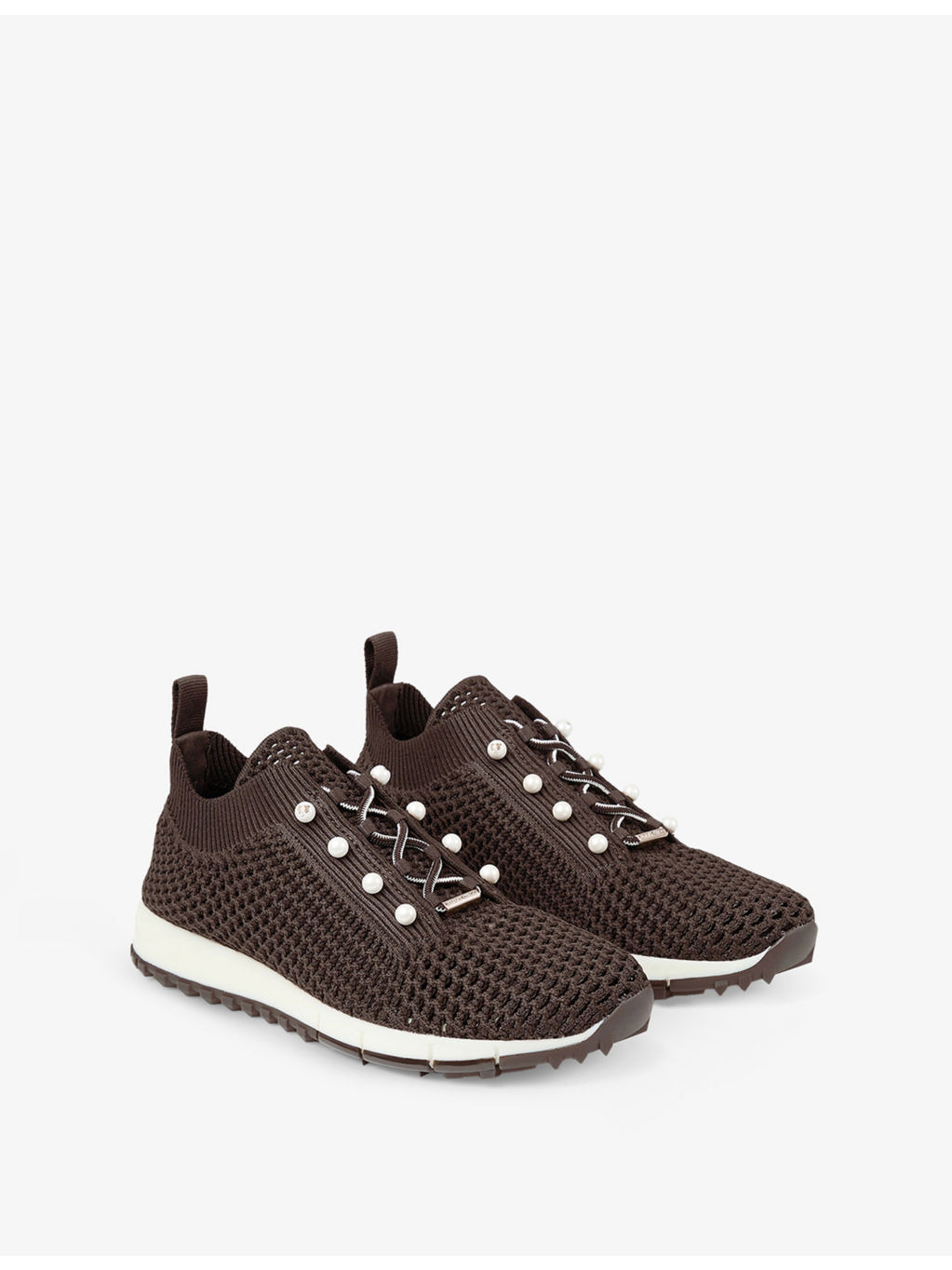Veles Pearl-Embellished Crochet-Knit Low-Top Trainers - 3