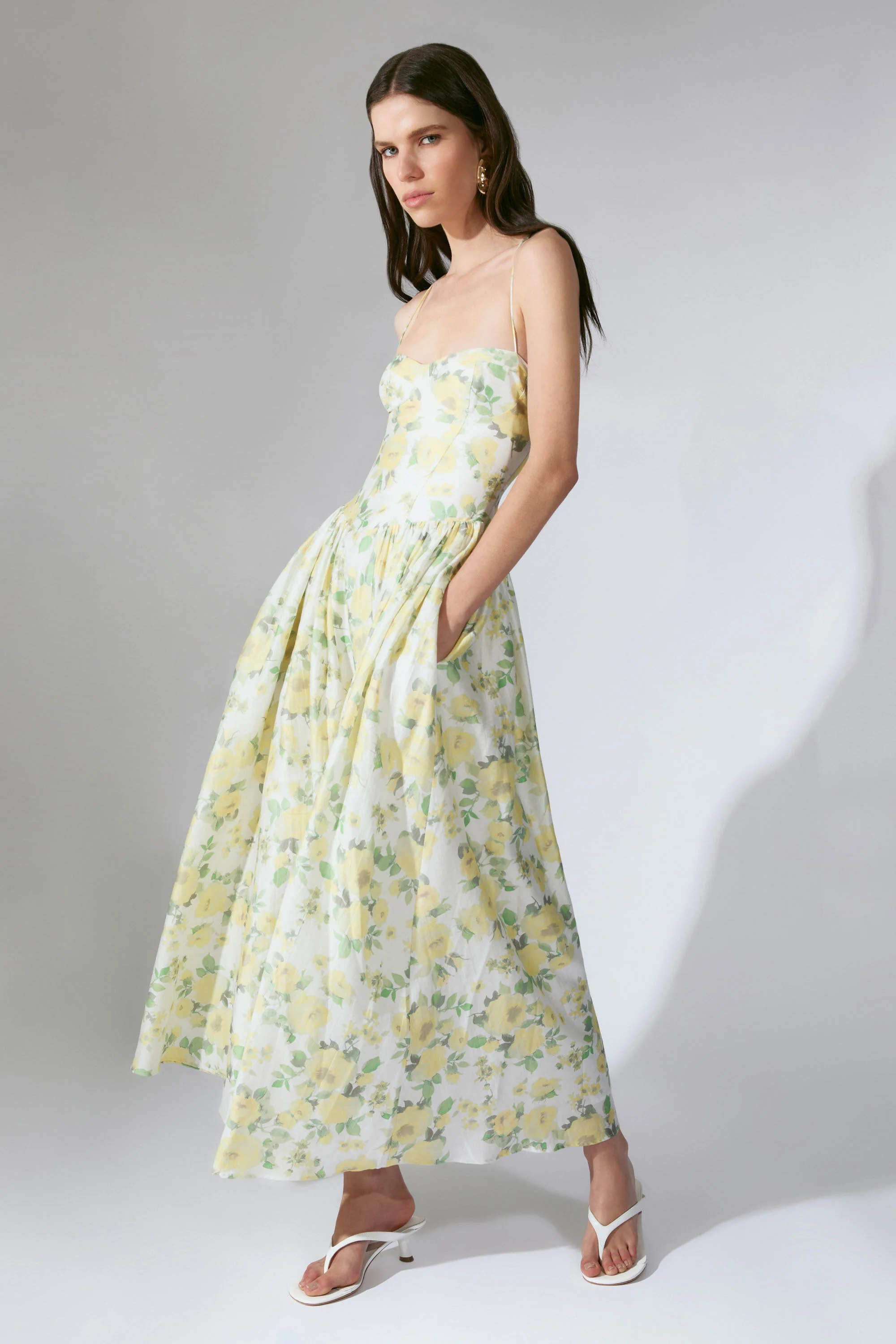 Estie Printed Maxi Dress In Yellow Floral - 1