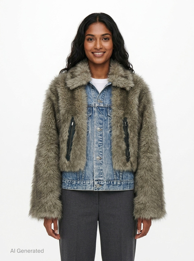 Fur On Denim Jacket 3