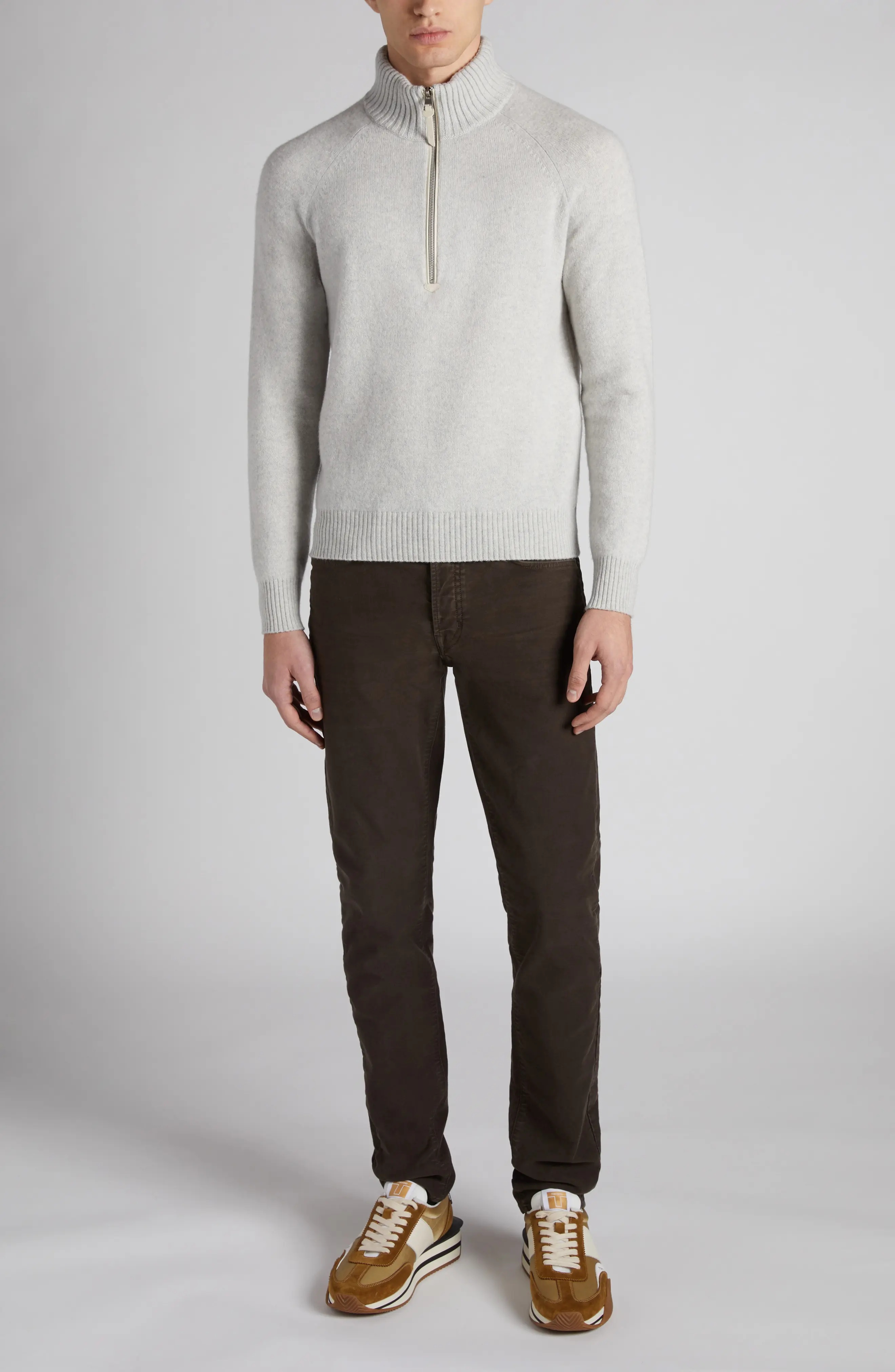 Lambswool & Cashmere Half Zip Sweater - 2