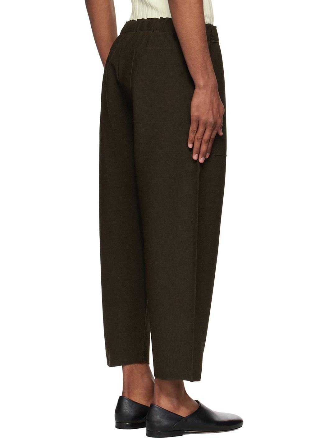 Brown Inlaid Knit Sweatpants - 3
