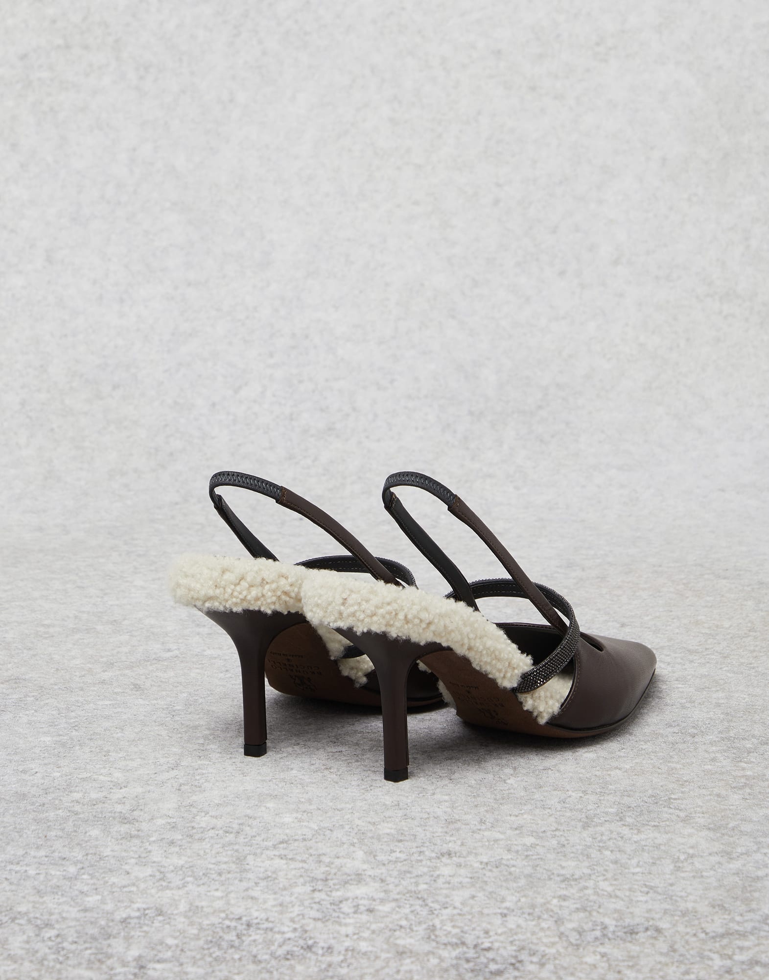 Soft nappa leather heels with shearling lining and precious strap - 2