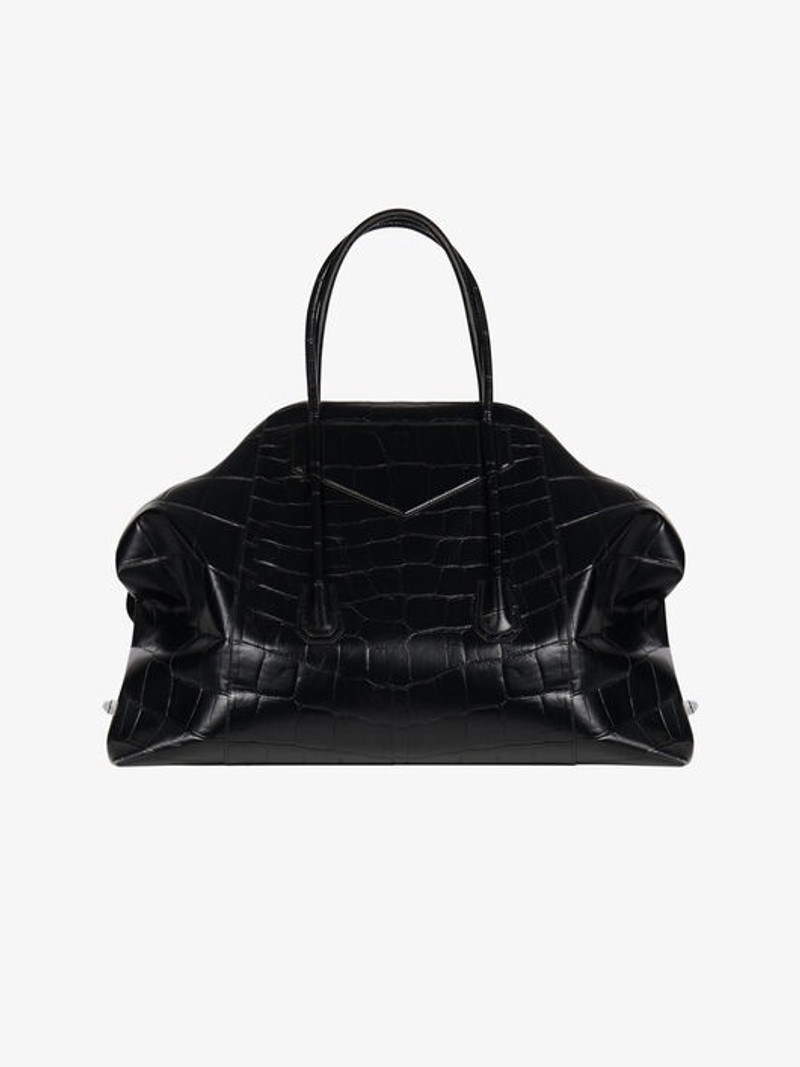 XL ANTIGONA LOCK SOFT BAG IN CROCODILE EFFECT LEATHER 3